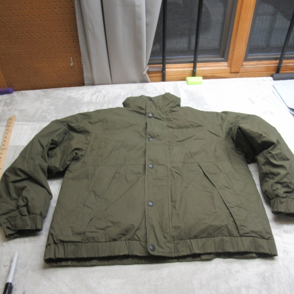 Eddie Bauer Down Jacket Mens Large Green Fill Insulated Puff Rain Wind Snow Hood